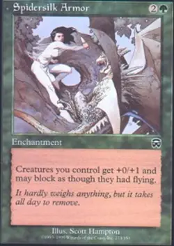 MTG Spidersilk Armor, Mercadian Masques, Heavily Played, English - Image 1
