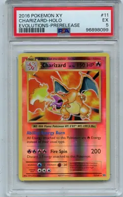 2016 POKEMON XY #11 CHARIZARD HOLO EVOLUTIONS PRERELEASE - PSA 5 EX (98099) - Image 1
