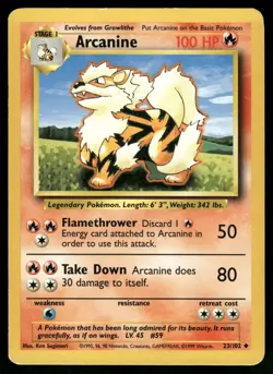 Arcanine #023/102 Pokemon Base Set LP - Image 1