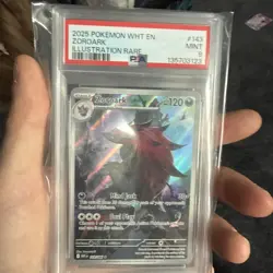 2025 POKEMON WHT EN-WHITE FLARE ILLUSTRATION RARE #143 ZOROARK PSA 9 - Image 1