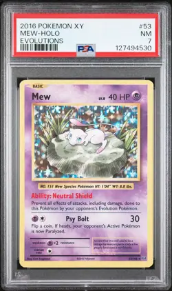2016 POKEMON XY EVOLUTIONS #53 MEW-HOLO PSA 7 - Image 1