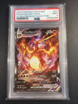 2022 POKEMON SWSH BLACK STAR PROMO #261 FULL ART/CHARIZARD VMAX PSA 9 - Image 1