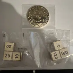 Metal Lucario Pokemon TCG Coin - NEW IN PACKAGE And Dice Gold - Image 1