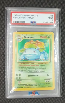 VENUSAUR 1999 Pokemon Base Unlimited Holo 15/102 - PSA 9 - Image 1