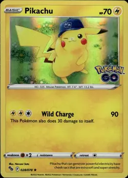 Pikachu (28) Holo Rare Pokemon GO 028/078 NM - Image 1