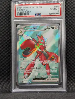 2024 POKEMON TEF EN-TEMPORAL FORCES ULTRA RARE #195 SCIZOR EX PSA 10 - Image 1