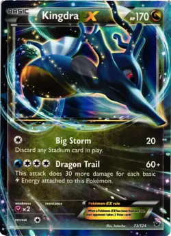 Pokemon TCG Kingdra-EX Fates Collide 73/124 Holo Holo Rare EX LP - Image 1