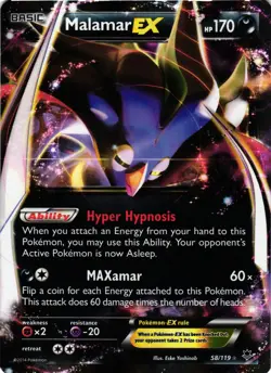 Pokemon TCG Malamar EX XY Phantom Forces 58/119 Ultra Holo Rare LP - Image 1
