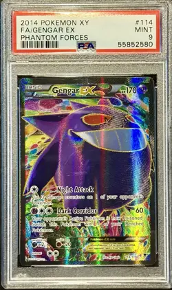 2014 POKEMON XY PHANTOM FORCES #114 FULL ART/GENGAR EX PSA 9 - Image 1