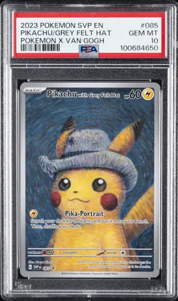 2023 POKEMON SVP EN-SV BLACK STAR PROMO #085 PIKACHU WITH GREY FELT HAT PSA 10 - Image 1