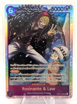 One Piece Rosinante & Law Character Card EB04-038 Holo Blocker On Play - Image 1