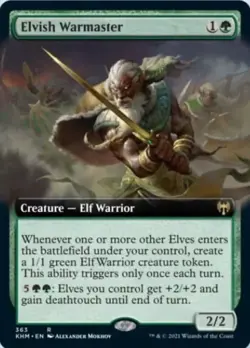 Elvish Warmaster (Extended Art) [Kaldheim] Foil Near Mint - Image 1