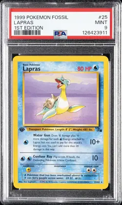 1999 POKEMON FOSSIL 1ST ED #25 LAPRAS PSA 9 - Image 1