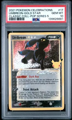 Umbreon-gold Star 17 Celebrations Classic Collection Pokemon PSA 10 *681 - Image 1