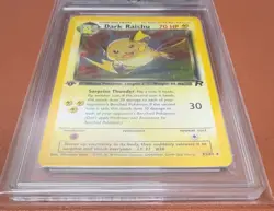 POKEMON TCG DARK RAICHU 1ST EDITION 83/82 TEAM ROCKET RARE HOLO GG GRADE 4 SWIRL - Image 2