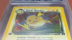 POKEMON TCG DARK RAICHU 1ST EDITION 83/82 TEAM ROCKET RARE HOLO GG GRADE 4 SWIRL - Image 5