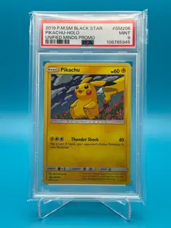 Pokemon TCG Sun & Moon Black Star Promo - Pikachu Holo - SM206 - PSA 9 - Image 1