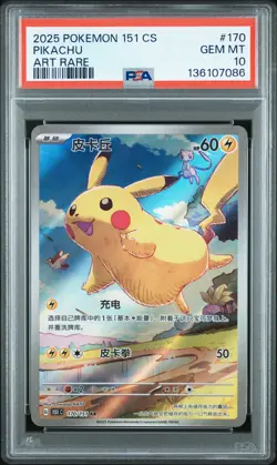 2025 POKEMON SIMPLIFIED CHINESE 151 C-COLL 151 ART RARE #170 PIKACHU PSA 10 - Image 1