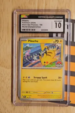 2024 Pokemon Black Star Promos World Championships Pikachu #190 CGC 10 GEM MINT - Image 1