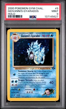 2000 Pokemon TCG Giovanni's Gyarados Holo Rare 5/132 Gym Challenge PSA 9 Mint - Image 1