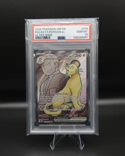 2025 POKEMON DRI EN-DESTINED RIVALS ULTRA RARE TEAM ROCKET'S PERSIAN EX PSA 10 - Image 3