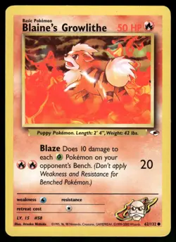 Blaine's Growlithe (62) #062/132 Pokemon Gym Heroes - Image 1