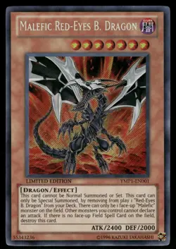 Yugioh! Malefic Red-Eyes B. Dragon (Secret) YMP1-EN001 Secret Rare LP - Image 1