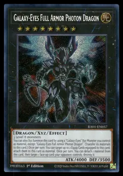 Yugioh! Galaxy-Eyes Full Armor Photon Dragon RA01-EN037 Secret Rare 1st Ed - Image 1