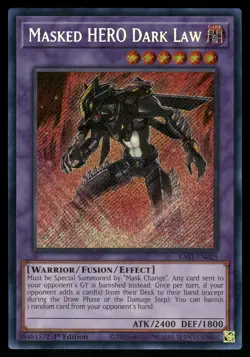 Yugioh! Masked HERO Dark Law (Secret Rare) RA01-EN025 Secret Rare - Image 1