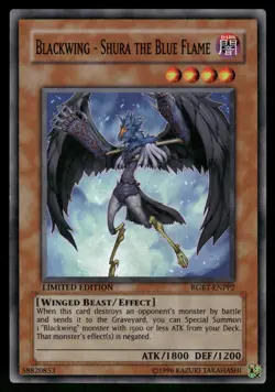 Yugioh! Blackwing - Shura The Blue Flame RGBT-ENPP2 Super Rare MP - Image 1