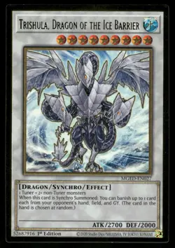 Yugioh! Trishula, Dragon of the Ice Barrier MGED-EN027 Premium Gold Rare 1st Ed - Image 1