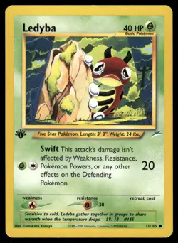 Pokemon Cards Ledyba 71/105 1ST EDITION Neo Destiny WOTC Common NM - Image 1