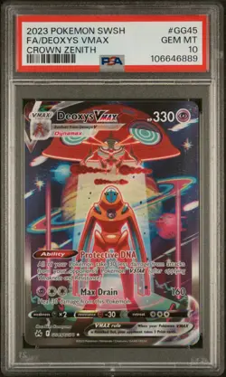 Deoxys VMAX #GG45/GG70 2023 Pokemon SWSH Crown Zenith PSA 10 Gem MINT - Image 1