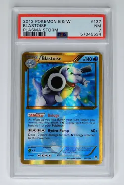 2013 Pokemon Plasma Storm # 137 Shiny Blastoise Holo PSA 7 Black & White Turtok - Image 1
