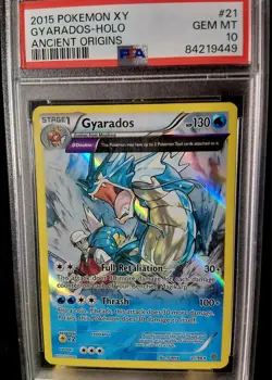 2015 POKEMON XY ANCIENT ORIGINS #21 GYARADOS-HOLO PSA 10 - Image 1