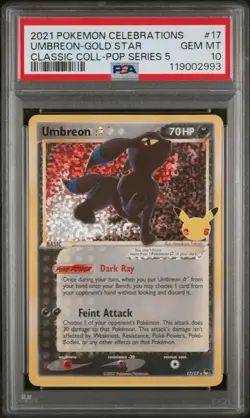 2021 POKEMON CELEBRATIONS CLASSIC COLLECTION #17 UMBREON-GOLD STAR PSA 10 - Image 1