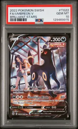 2022 POKEMON SWORD & SHIELD BRILLIANT STARS #TG22 FULL ART/UMBREON V PSA 10 - Image 1