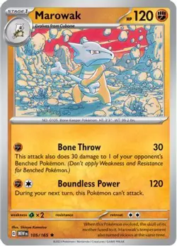 Marowak - Reverse Holofoil Pokemon 151 (105/165) - Image 1