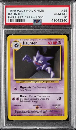 1999 POKEMON BASE SET 1999-2000 “4TH PRINT” #29 HAUNTER PSA 10 - Image 1