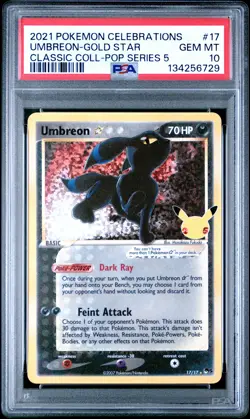 2021 POKEMON CELEBRATIONS CLASSIC COLL #17 UMBREON-GOLD STAR PSA 10 - Image 1