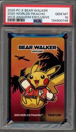 Pokemon 2025 Worlds Pikachu WCS Anaheim Exclusive Bear Walker 0548/1250 PSA 10 - Image 1