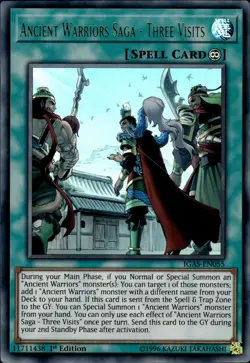 Ancient Warriors Saga - Three Visits - Ultra Rare 1st Ed. IGAS-EN055 LP YuGiOh - Image 1