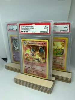 Graded Trading Card Stand Ply Wood Pokemon PSA YuGiOh Magic Wooden - Image 1