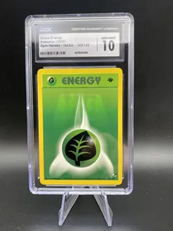 CGC 10 GEM MINT Grass Energy 129/132 1st Edition Pokemon Gym Heroes Card - Image 1