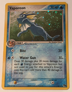 Vaporeon Holo Rare 6/17 Pop Series 3 Promo Pokemon Card MP - Image 1