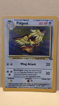 Pokemon TCG Pidgeot Card 8/64 Holo Rare LP Pokemon Jungle Unlimited WOTC - Image 1