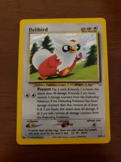 Delibird Neo Revelation Pokemon Holo Foil Card 5/64 MP/HP Rare - Image 1