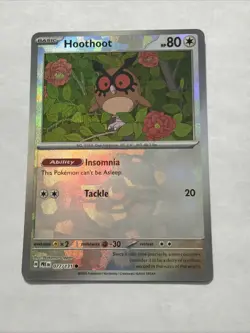 Hoothoot (Master Ball Pattern) 077/131 Sv Prismatic Evolutions Holo Pokemon Card - Image 1