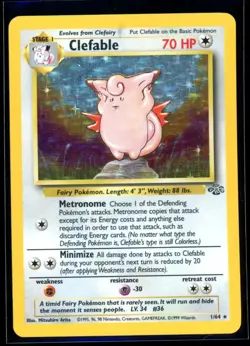 Pokemon WOTC Card - Clefable - Jungle Set - Holo Rare - 1/64 - MP - Image 1
