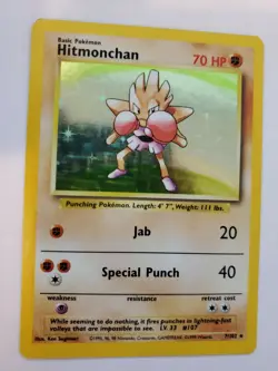 Hitmonchan Base Set Holo Pokemon Card Jungle Fossil WOTC - Image 1